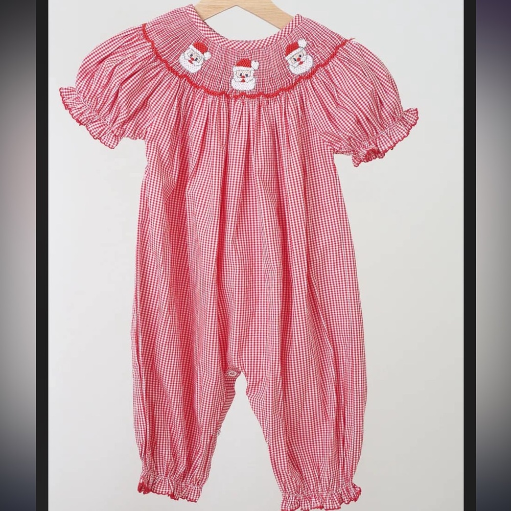12 months smocked Christmas romper
